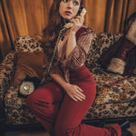 Maddie Cropped tie front blouse - Merlot - Soul Sister since 1969