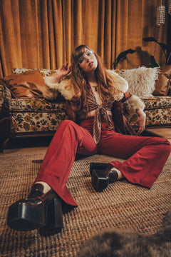 Meryl - High Waisted Trousers - Ruby - Soul Sister Since 1969
