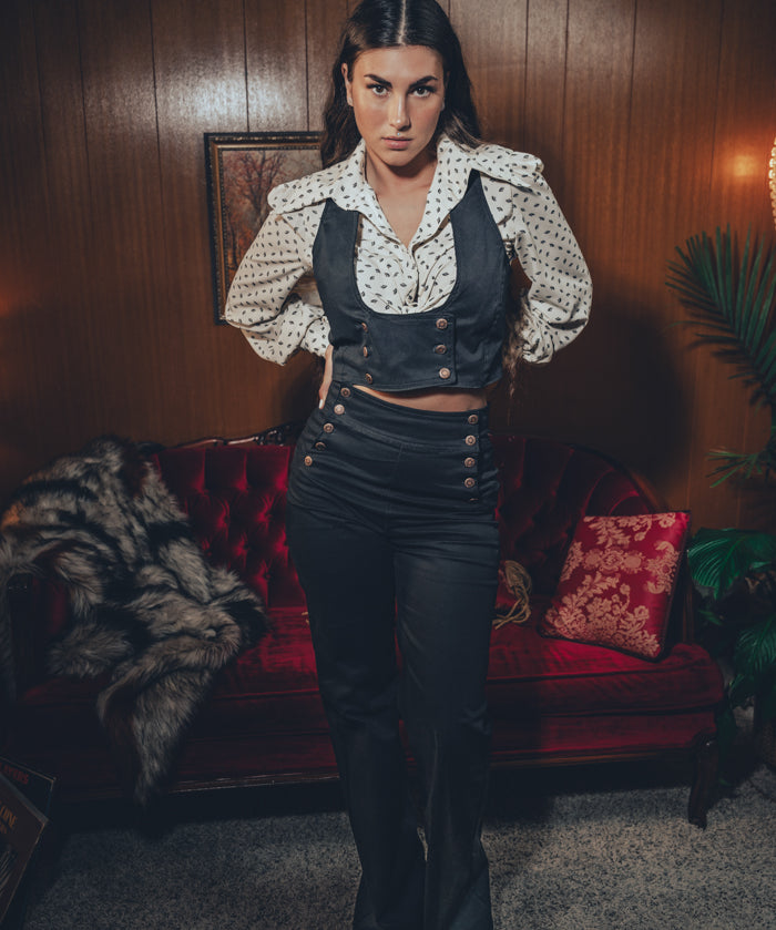Sally Double breasted waistcoat - Black - Soul Sister since 1969