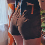 70s high waisted retro style shorts back view