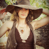 Soulful Hippie Hat Brown Faux suede 