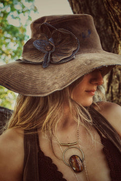 Soulful Hippie Hat Brown Faux suede 