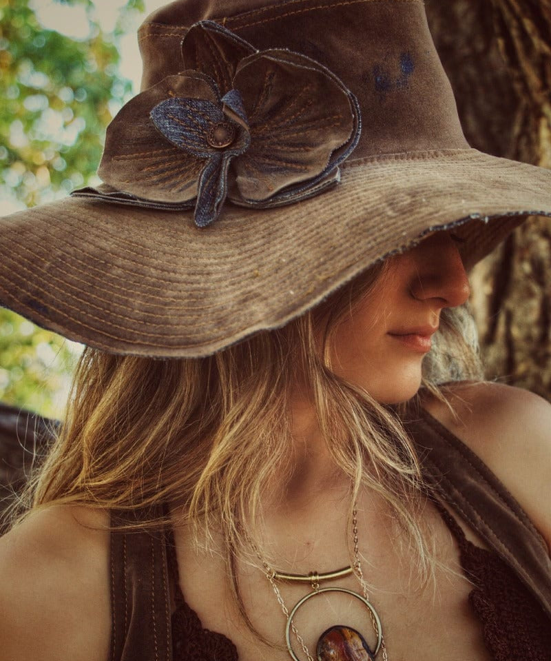 Soulful Hippie Hat Brown Faux suede 