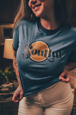 Soul Sister since '69 - Soulful Ringer  t shirt - Teal Blue