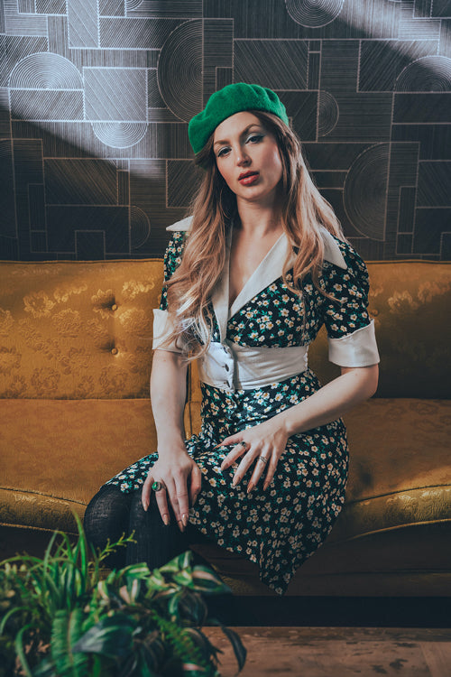 retro inspired dress with a vintage silhouette, featuring classic details and timeless charm for a chic, soulful look