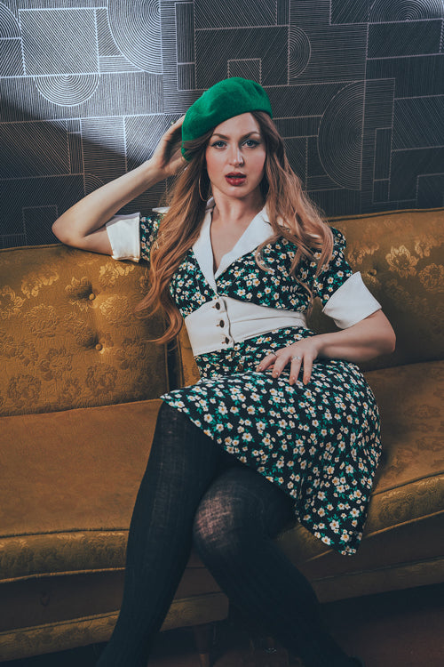 retro inspired dress with a vintage silhouette, featuring classic details and timeless charm for a chic, soulful look