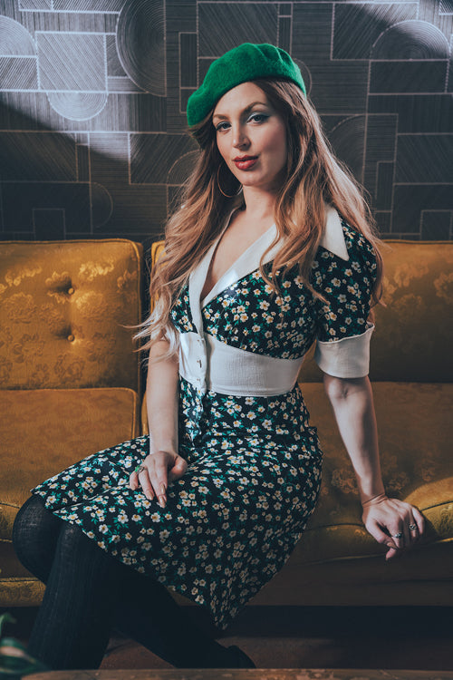 retro inspired dress with a vintage silhouette, featuring classic details and timeless charm for a chic, soulful look