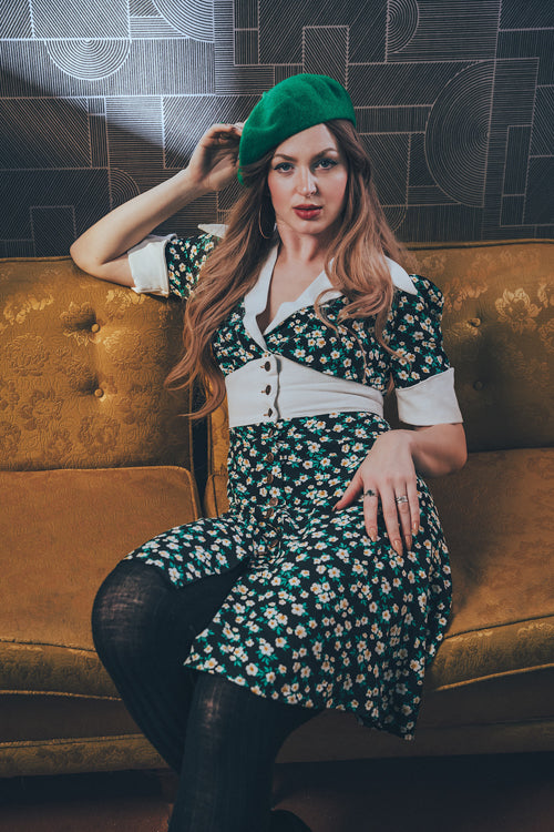retro inspired dress with a vintage silhouette, featuring classic details and timeless charm for a chic, soulful look