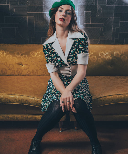 retro inspired dress with a vintage silhouette, featuring classic details and timeless charm for a chic, soulful look