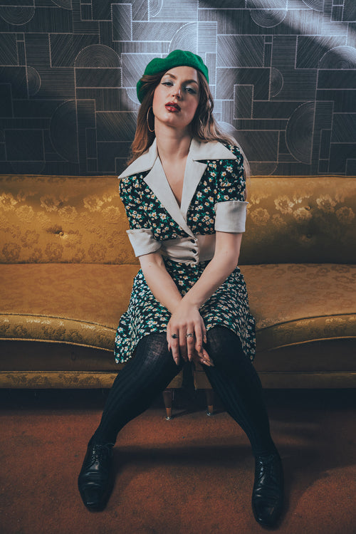 retro inspired dress with a vintage silhouette, featuring classic details and timeless charm for a chic, soulful look