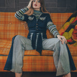 Funky Diva Jumpsuit - 2 Tone - Soul Sister since 1969 - stretch denim jumpsuit with a bold 70's inspired design, featuring a retro inspired silhouette and statement making style.