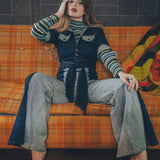 Funky Diva Jumpsuit - 2 Tone - Soul Sister since 1969 - stretch denim jumpsuit with a bold 70's inspired design, featuring a retro inspired silhouette and statement making style.