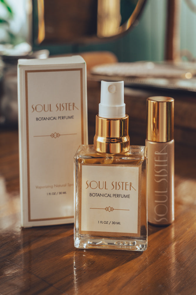 Soul Sister signature perfume  featuring artisanal all natural fragrances with earthy, floral, and spicy notes, crafted for the free spirited, soulful and divine feminine