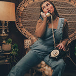 soul sister since 1969 - Cute funky feminine stretch denim Overalls with frill detail - 70's retro