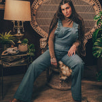 soul sister since 1969 - Cute funky feminine stretch denim Overalls with frill detail - 70's retro