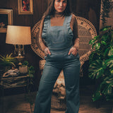 soul sister since 1969 - Cute funky feminine stretch denim Overalls with frill detail - 70's retro