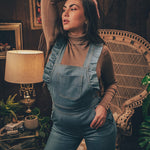 soul sister since 1969 - Cute funky feminine stretch denim Overalls with frill detail - 70's retro