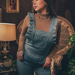 soul sister since 1969 - Cute funky feminine stretch denim Overalls with frill detail - 70's retro