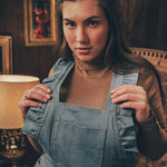 soul sister since 1969 - Cute funky feminine stretch denim Overalls with frill detail - 70's retro