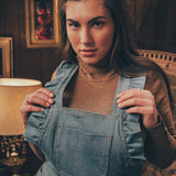 soul sister since 1969 - Cute funky feminine stretch denim Overalls with frill detail - 70's retro