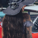 back of a model wearing Soulful Hippie sun hat Navy denim - Soul Sister since 1969