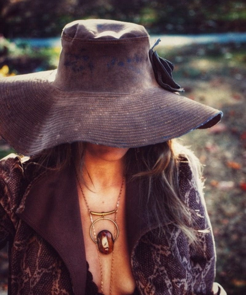 Soulful Hippie Hat Brown Faux suede 