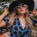 Midnight Mosaic Wrap Mini Dress