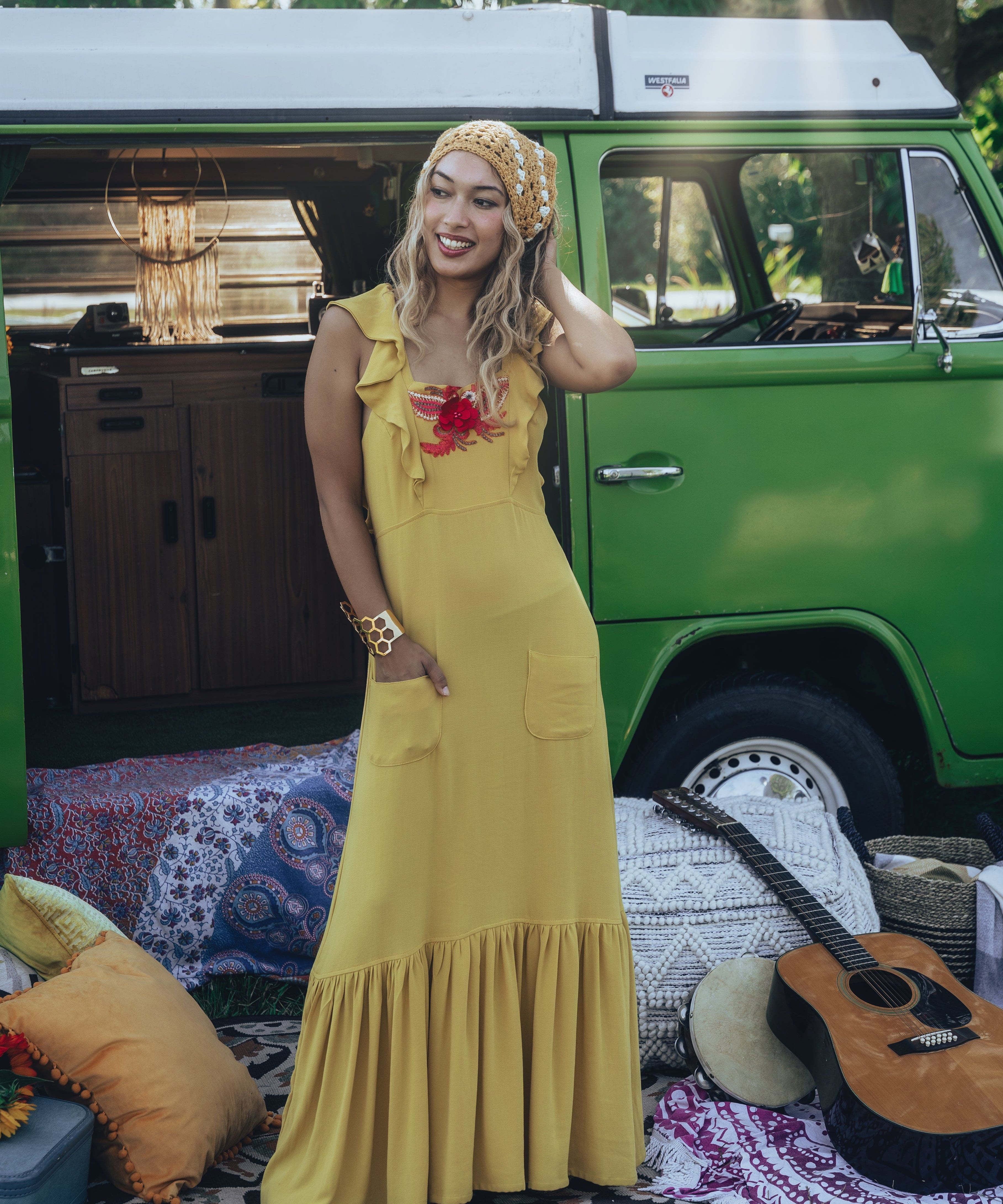 Eden Long backless Boho Dress - Yellow - Soul Sister since 1969
