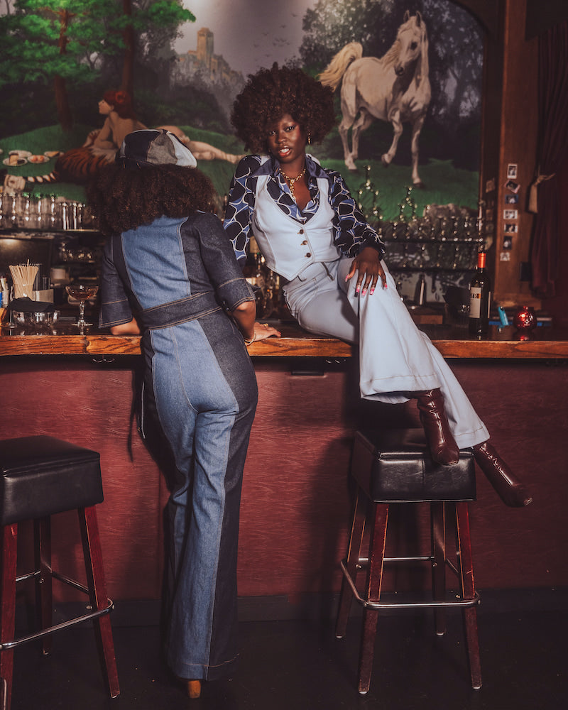 Two-Tone Denim  70s style Jumpsuit — Soul Sister since 1969