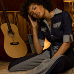Funky Diva Jumpsuit - 2 Tone - Soul Sister since 1969 - stretch denim jumpsuit with a bold 70's inspired design, featuring a retro inspired silhouette and statement making style.