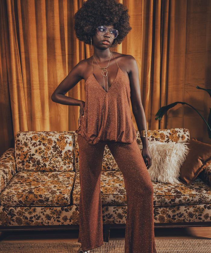 Grace Halter neck top - copper glitter - Soul Sister since 1969