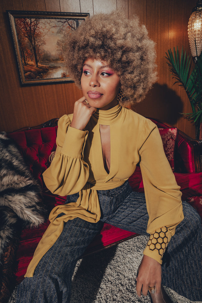 Mary Gold Peek a boo blouse - Teal - Soul Sister since 1969