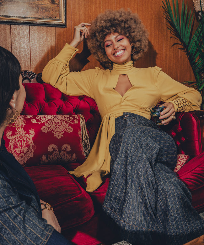 Mary Gold Peek a boo blouse - Teal - Soul Sister since 1969