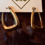 Gold hoop earrings on a card with 'SIIC' branding, displayed on a dark fur surface.