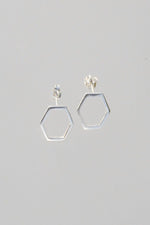 Silver Hexagon Post Earring - Azenya