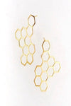 Gold Honeycomb Post Earrings.