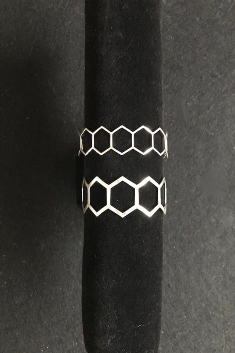 Sterling Silver Hexagon Cuff 3 cm width - Azenya
