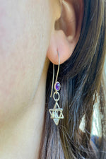 Herkimer Diamond Merkaba Amethyst Earring