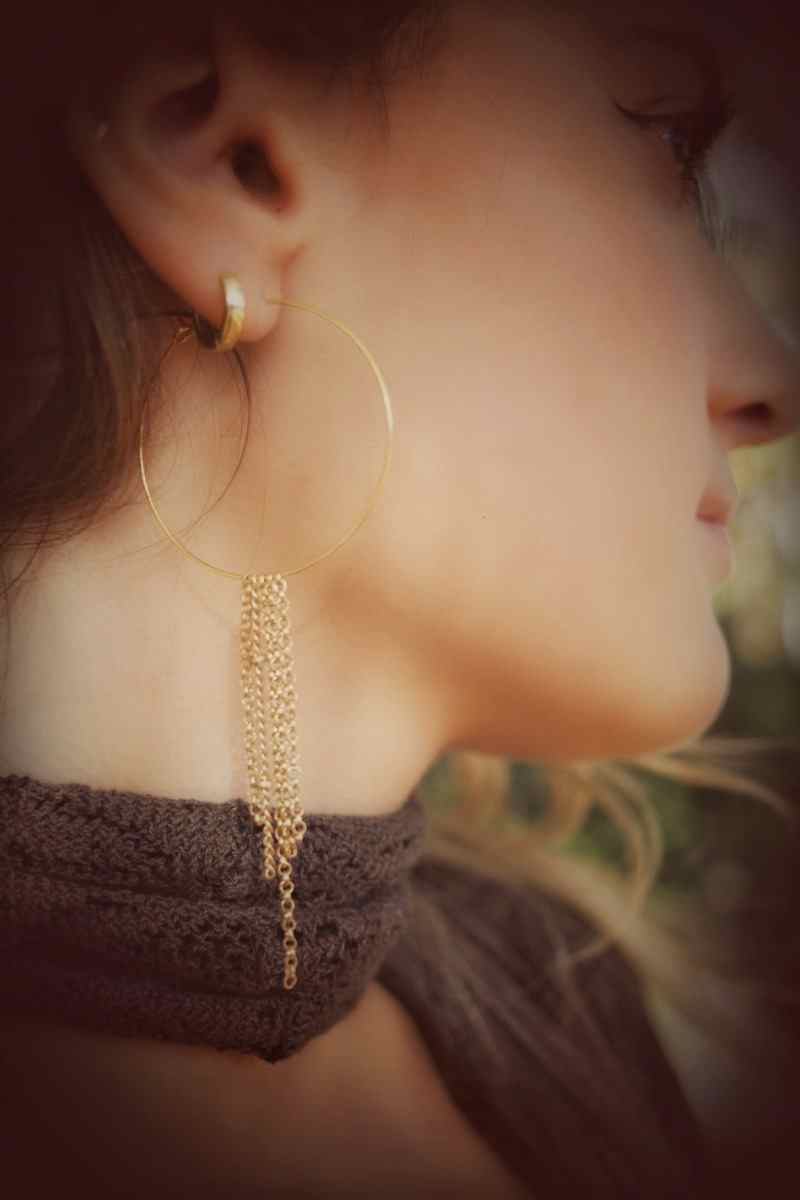 Endless Hoop Earrings - 18KT gold chain