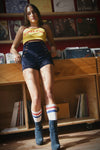 Soul Sister since 1969 - High waisted Sailor shorts - Indigo Corduroy