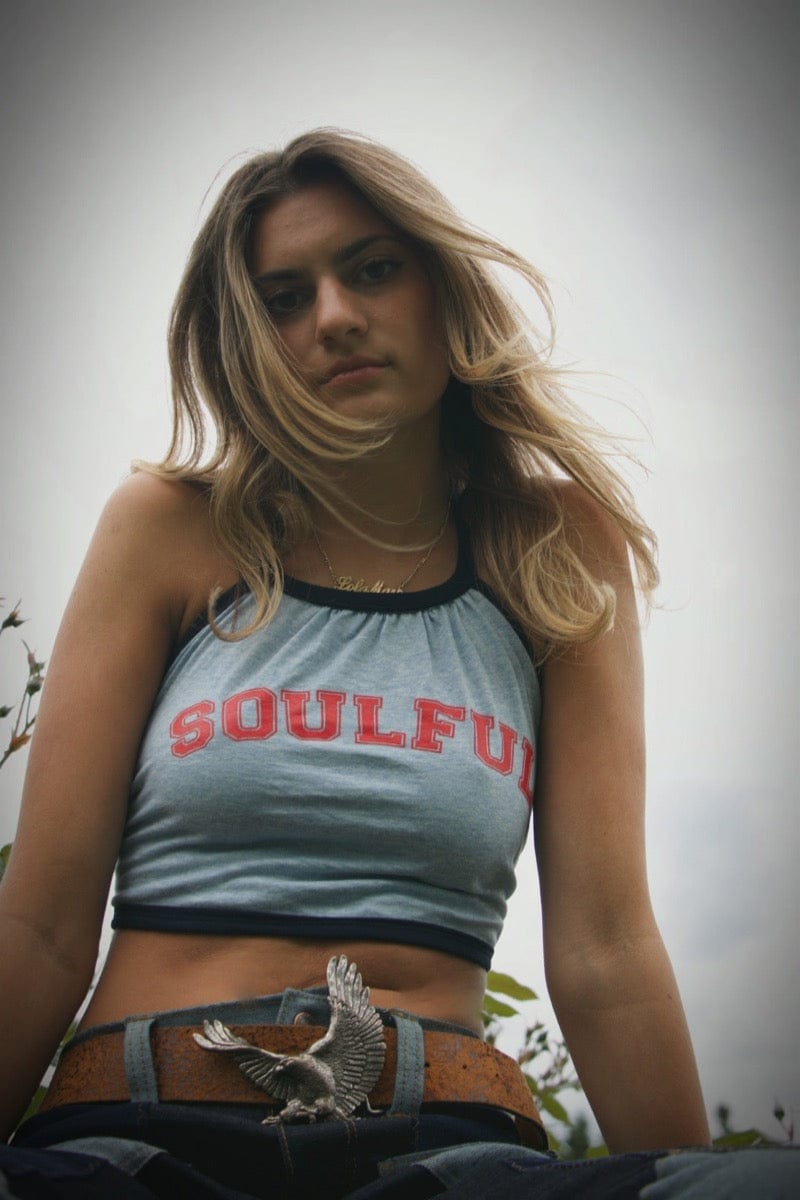Soulful Halter Top - Blue/Navy/Red